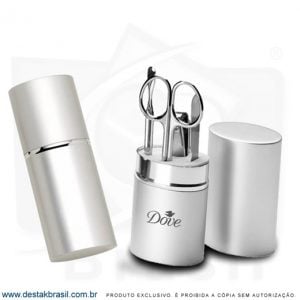 kit manicure estojo aluminio com 4 pecas