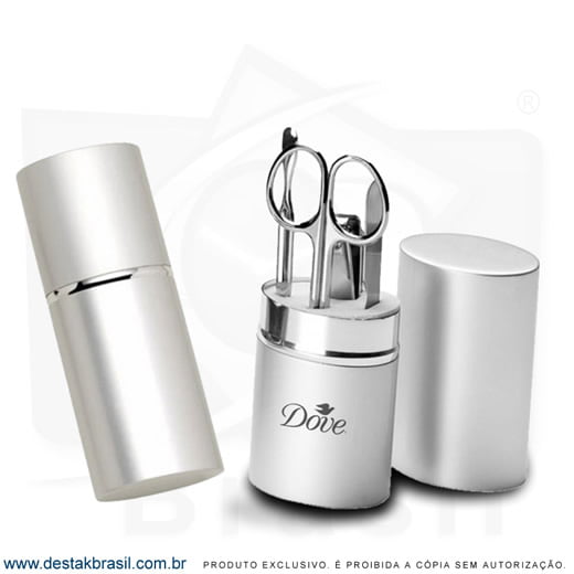 kit manicure estojo aluminio com 4 pecas