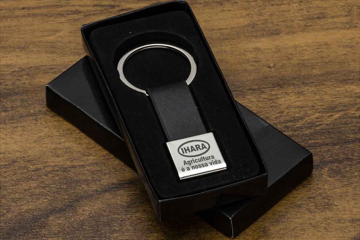 Chaveiro em couro para brindes personalizados